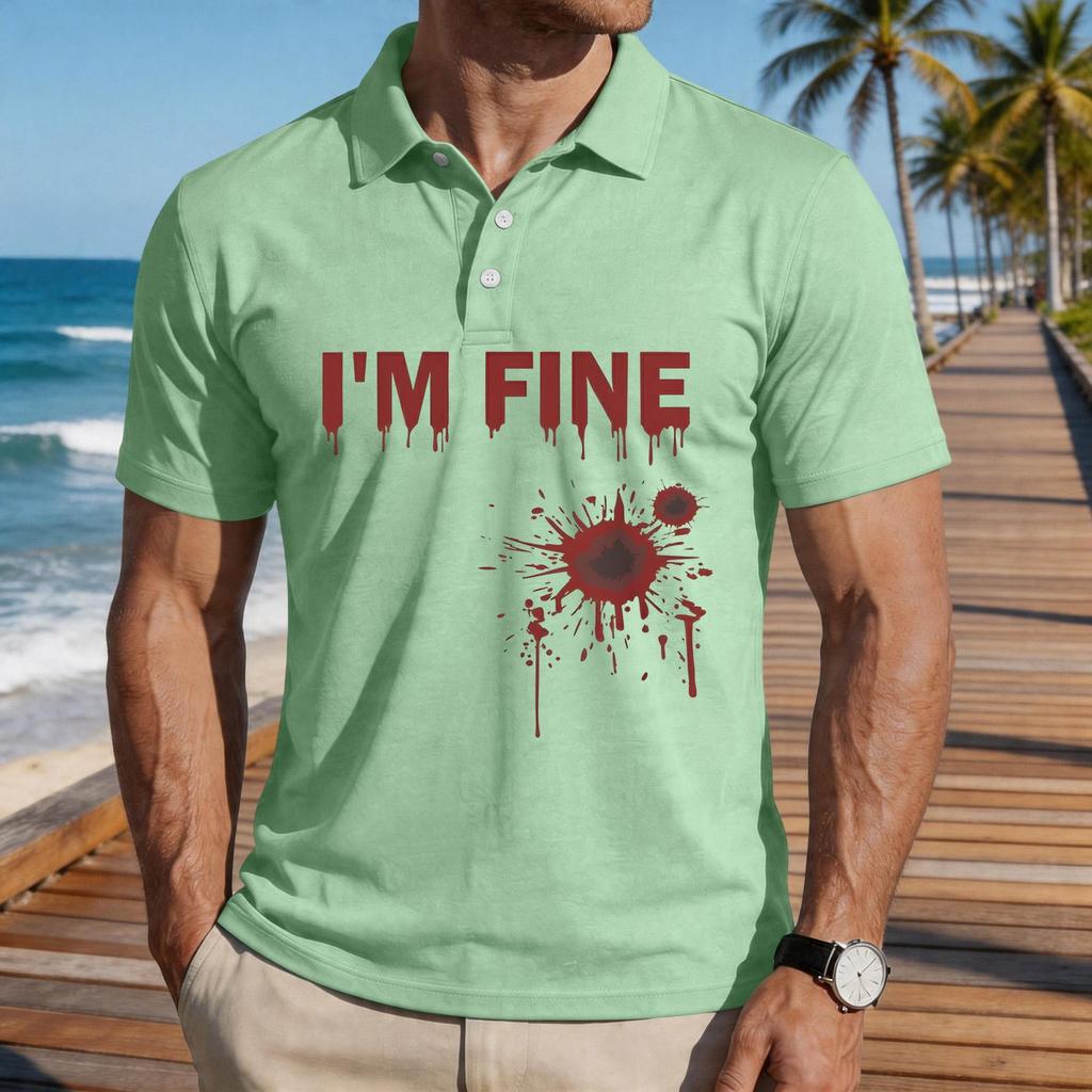 Men's Casual Short Sleeve Polo Shirt Loose Fit Halloween Graphic Print Lightweight Comfortable Top for Everyday Wear