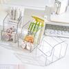 Desktop Storage Box with Mobile Phone Slot Transparent Acrylic 3-Compartment Organizer Clear Stationery Holder