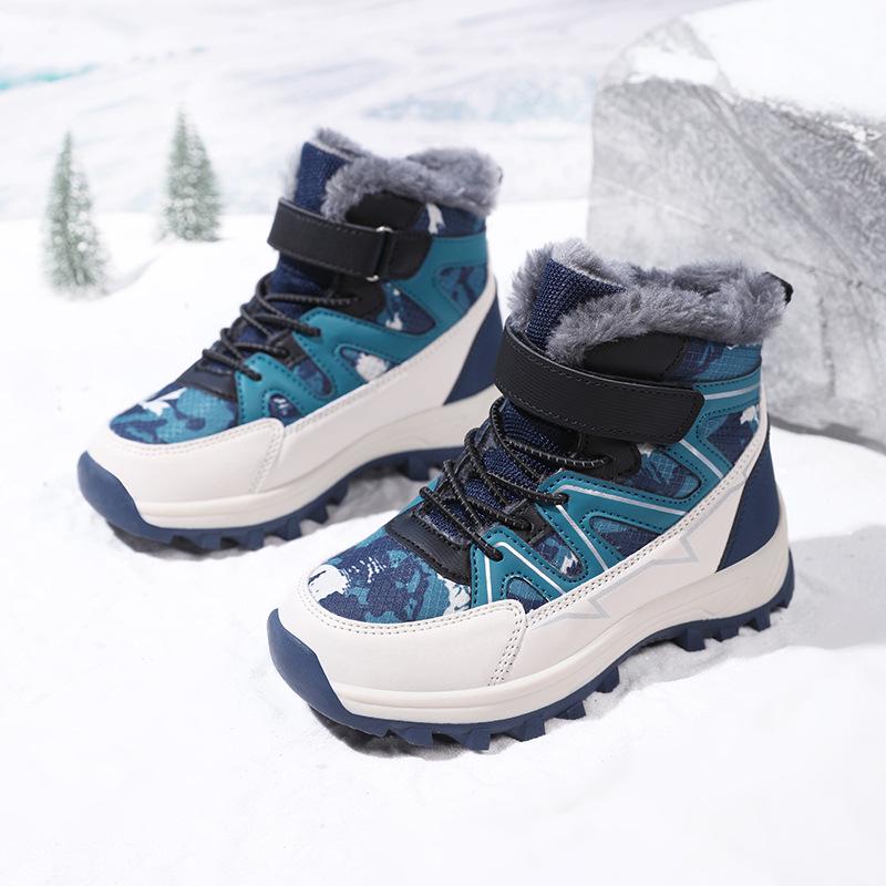 Bottes de neige imperméables pour enfants, doublées en polaire et antidérapantes pour garçons