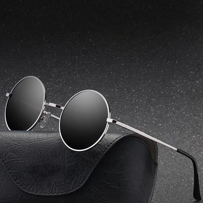 Retro Okrągłe Polarized Okulary Przeciwsłoneczne Męskie Markowe Projektant Okulary Przeciwsłoneczne Vintage Damskie Metalowa Stopowa Ramka Czarne Szkła Okulary Jazda Samochodem UV400