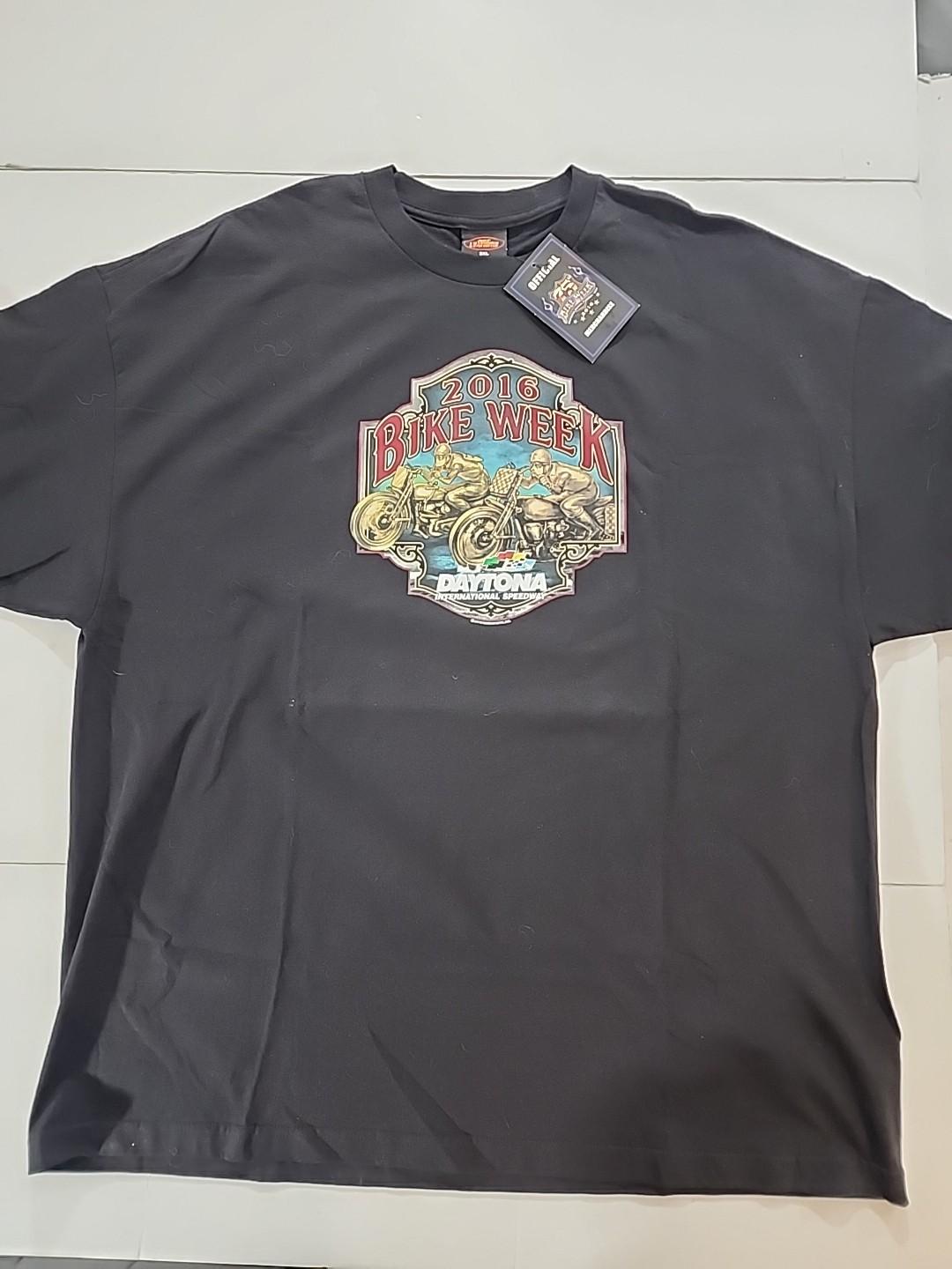 NWT Hot Leathers 2016 Daytona Bike Week T Shirt 3XL Black 75th Anniversary Moto Unisex T-Shirt XXL