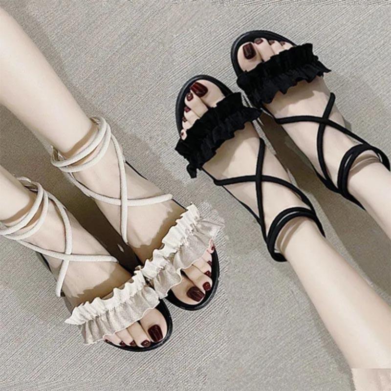 Roman Sandals Women's Flat Straps All-match Student Korean Casual Fashion Beach Shoes