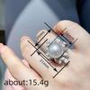 Huitan Exquisite Simulated Pearl Cubic Zirconia Ring for Party Luxury Female Anniversary Ceremony Accessories Delicate Zircon