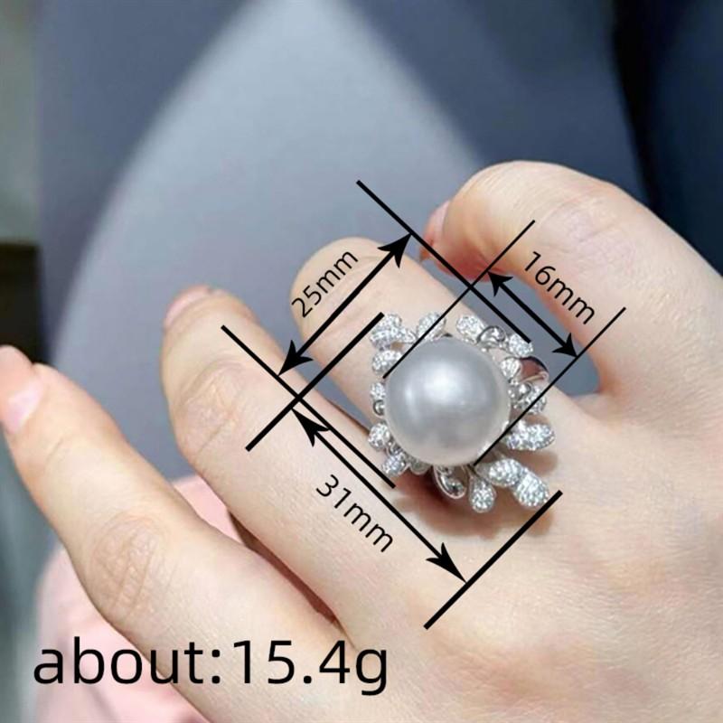Huitan Exquisite Simulated Pearl Cubic Zirconia Ring for Party Luxury Female Anniversary Ceremony Accessories Delicate Zircon