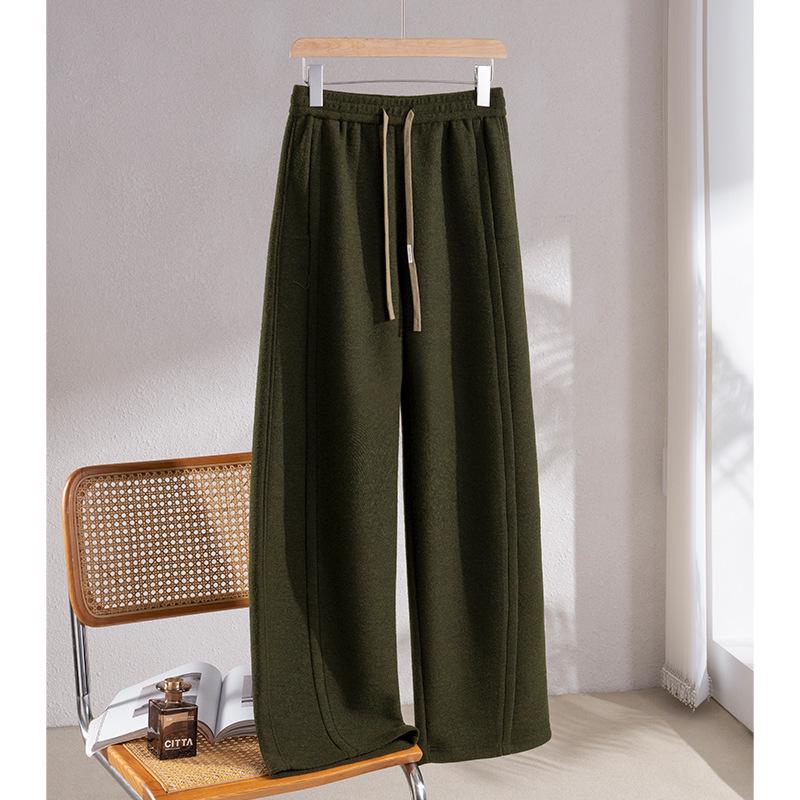 2025 Puyuan Autumn/Winter Silk Cashmere Women's Wide-Leg Pants with Double Pockets