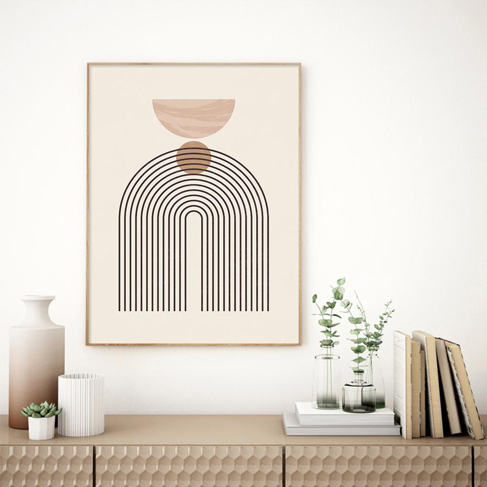 Bohemia Abstract Geometric Line Beige Posters Canvas Painting Wall Art Print Pictures for Living Room Interior Home Decoration