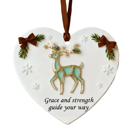 Heartfelt Inspirations Christmas Ornament Shell Reindeer Dragonfly Paw Feather Tulip Xmas Tree Hanging Heart Shape Decoration Holiday Party Pendant