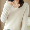 Hollow Out Sweater Women's Solid Color Autumn and Winter Base Sweater Long Sleeved Knitted Sweater Slim V-neck Pullover Trendy Sweater
