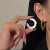 Niche Concave-convex Hammer-pattern C-ring Earrings, Honeycomb Texture, Light Luxury Earrings, Versatile Modified Face-shaped Retro Earrings