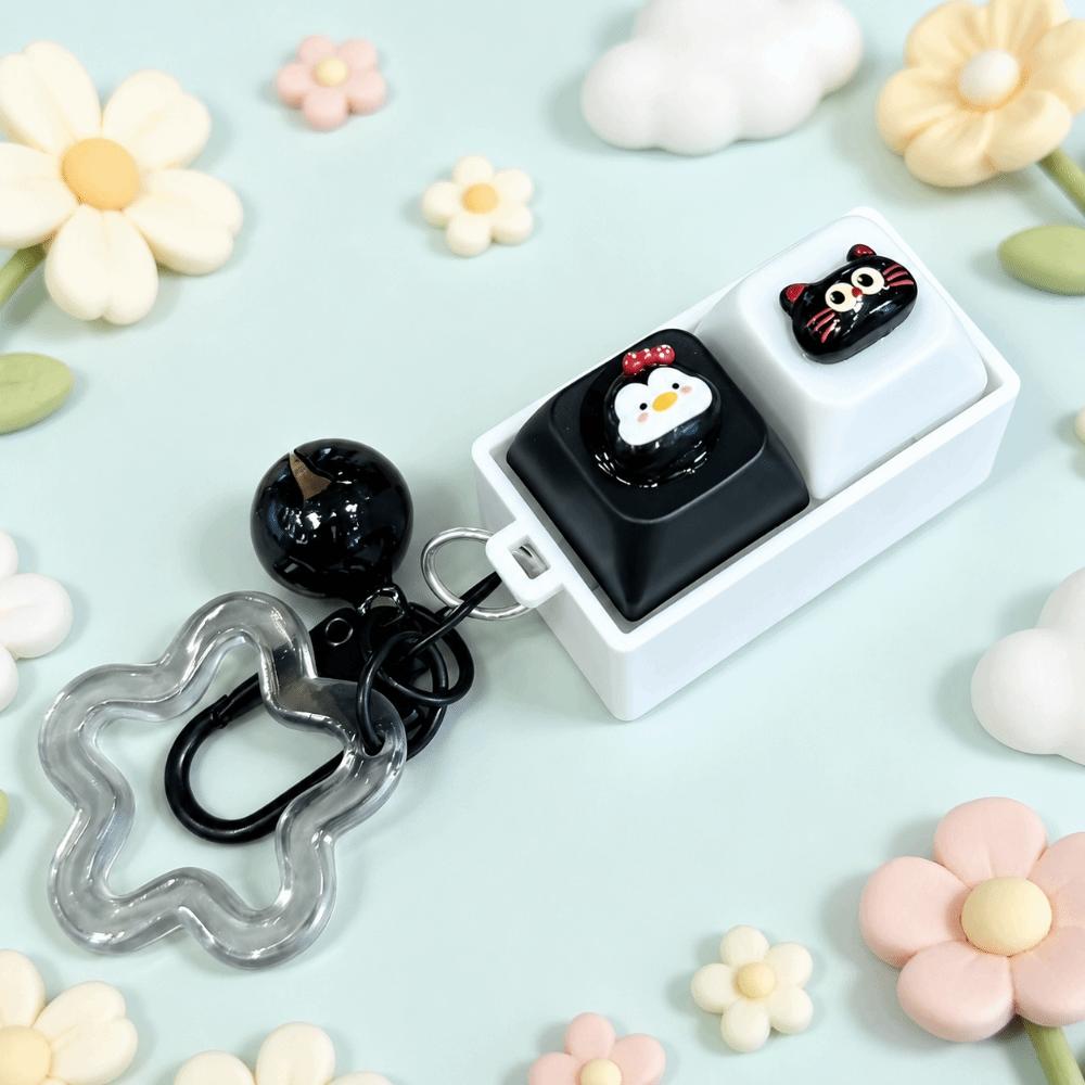 Compact Size Stress Relief Keychain Clickable Buttons Interactive Keyboard Toy Students