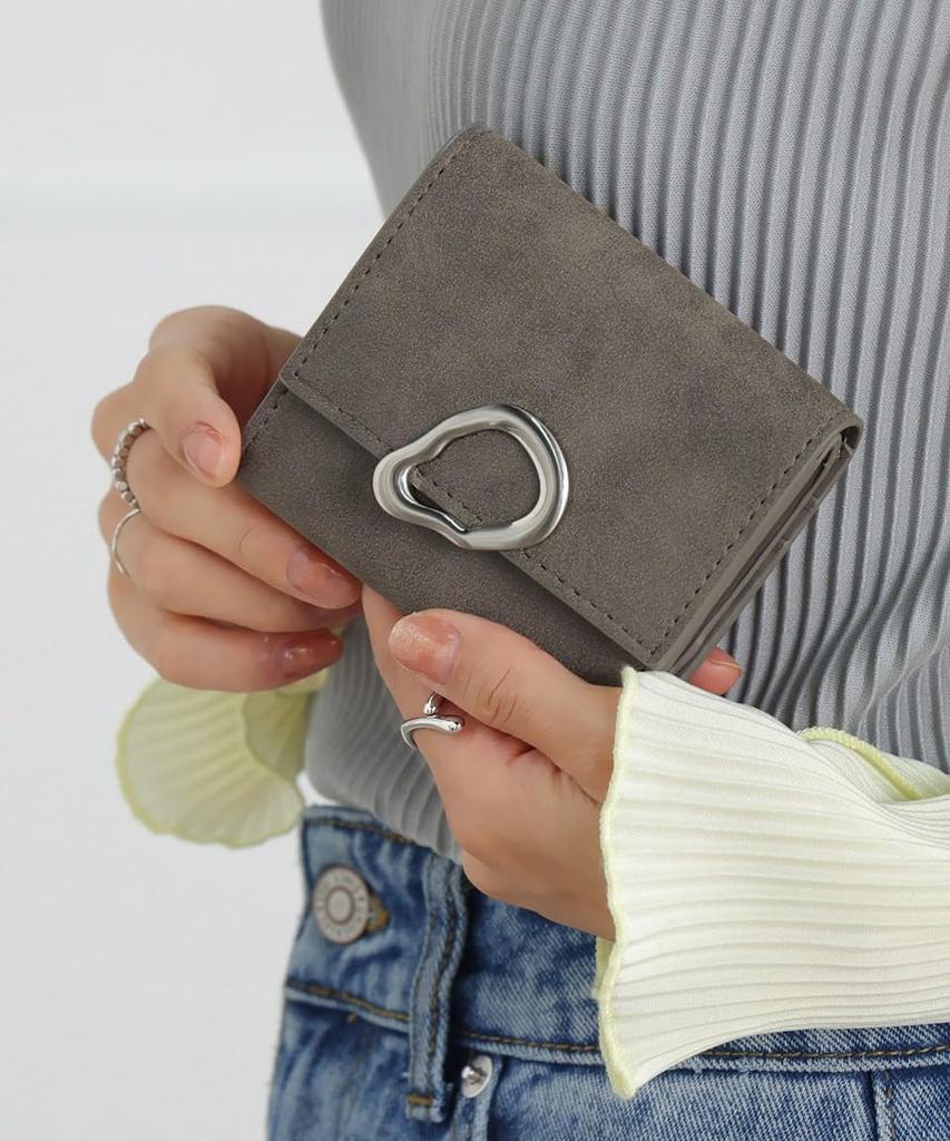 Altro Rose Gray Tri-fold Wallet for Women, Slim, Compact, Foldable, Easy To Use, Genuine Leather Look, Simple Design, Includes Coin Purse, Mini,