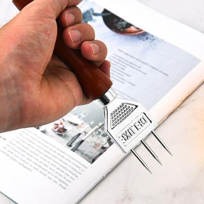 Ice Pick Multipurpose Three Pronged Solid Wood Handle Comfortable Grip Labor-saving Crushing Stainless Steel Cocktail Bartender Manual Ice Chipper