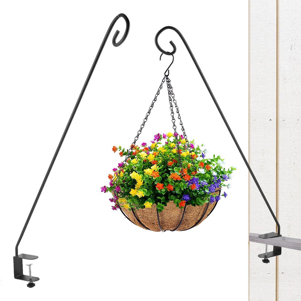2Pcs Deck Railing Plant Hanger Railing Hanging Hook Deck Shepherd Hook for Hanging Flower Baskets Wind Chimes Planters