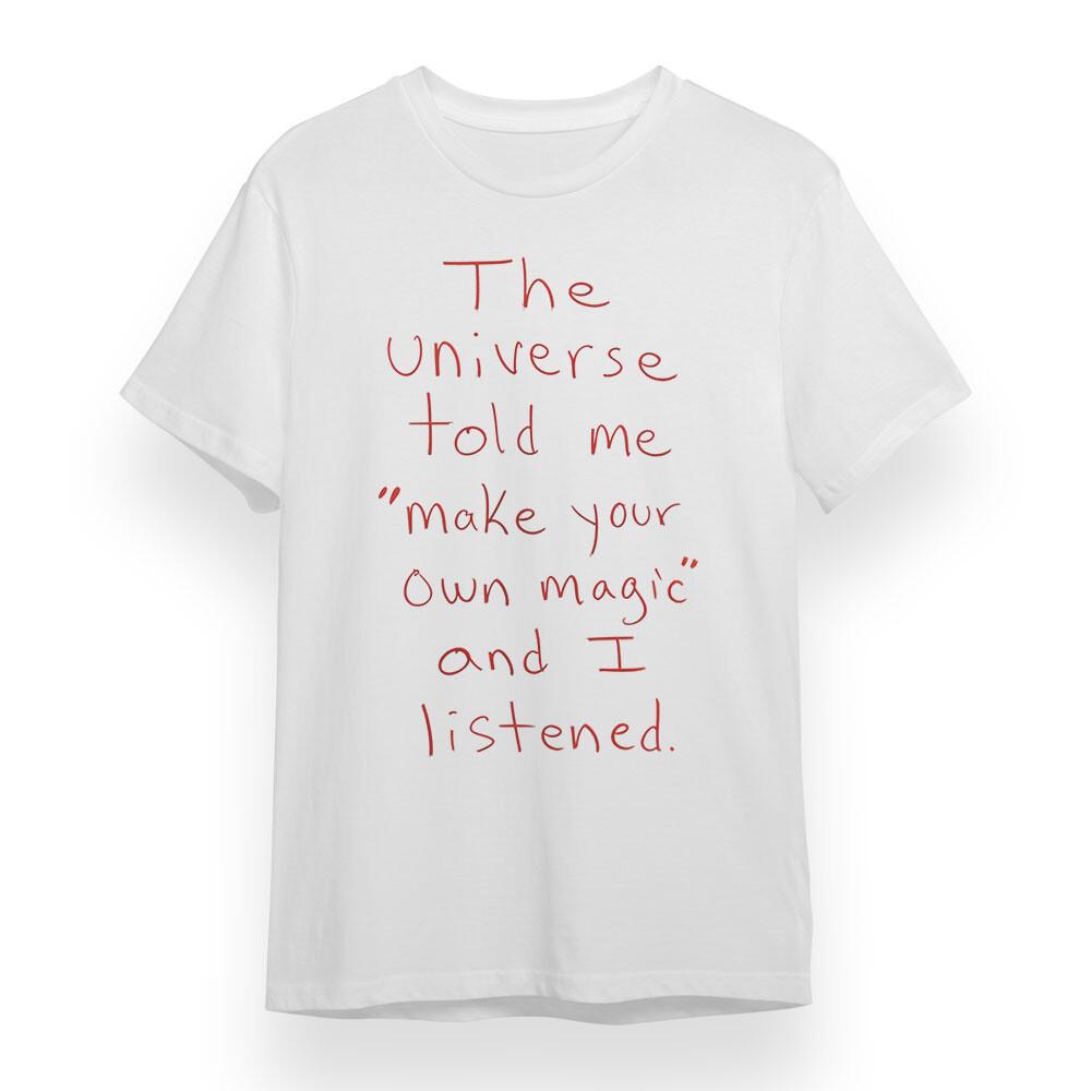 

Women s T-shirt With The Universe Whispers Graphic White Cotton Oversize Tee 4XL