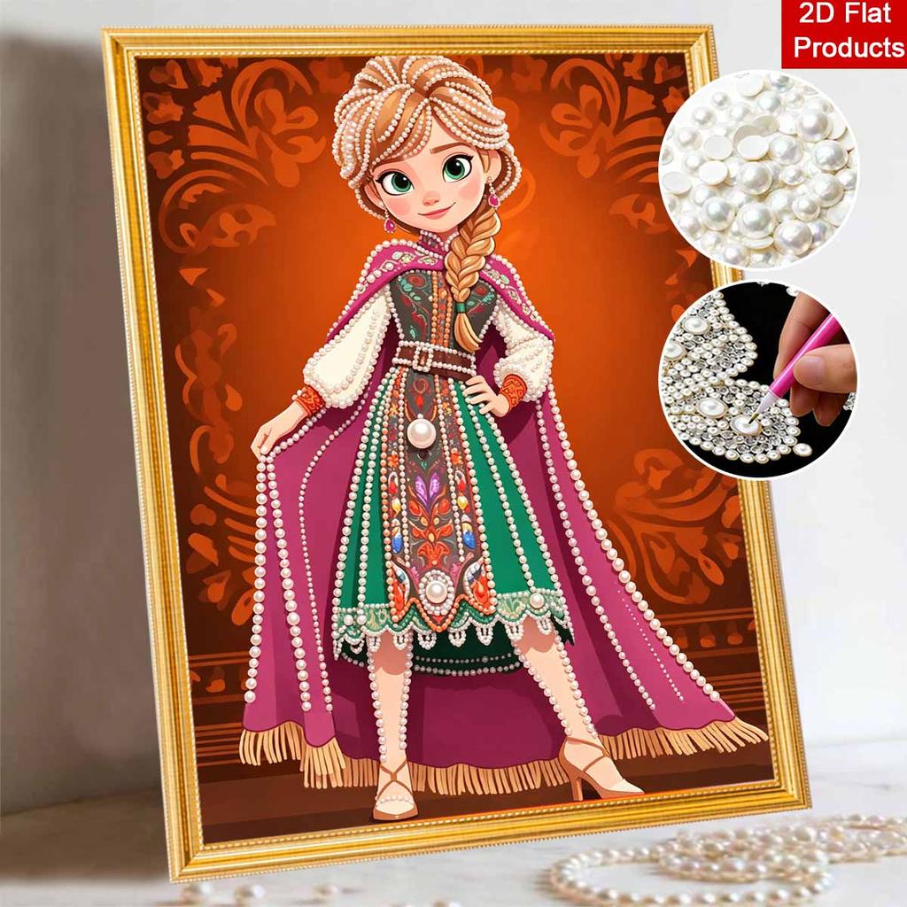 Disney DIY Pearl Art Painting Anna In Frozen’s Coronation Style Home Wall Decoration Pearl Gemstone Painting Pictures Crafts Home Decoration