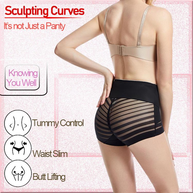 High-Waisted Seamless Mesh Tummy Control Thongs with Butt Lift and Breathable Cotton Crotch - Plus Size.