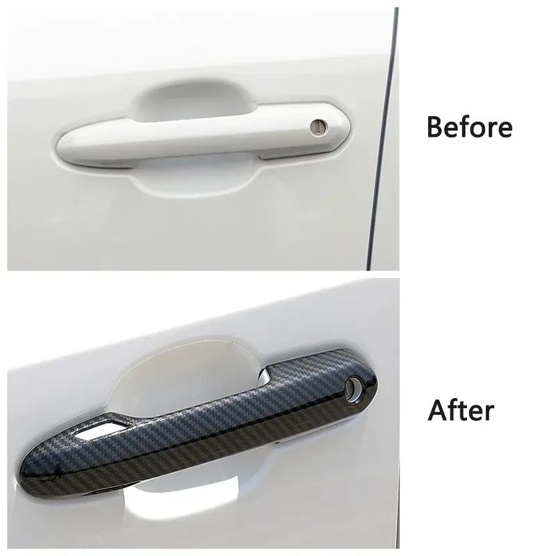 For Toyota Rav 4 Rav4 -2025 Carbon Fiber Color Door Handle Cover ABS Decoration Protector Chrome Trim With 2 Smart Set