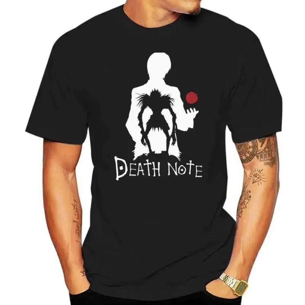 Death Note Light And His Shinigami Ryuk T Shirt Vintage O-Neck Tops Clothing Men  Popular Short Sleeve Tees 6XL