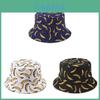 Cappello da Pescatore Reversibile alla Moda con Stampa Banana e Ampia Falda per Attività all'Aperto