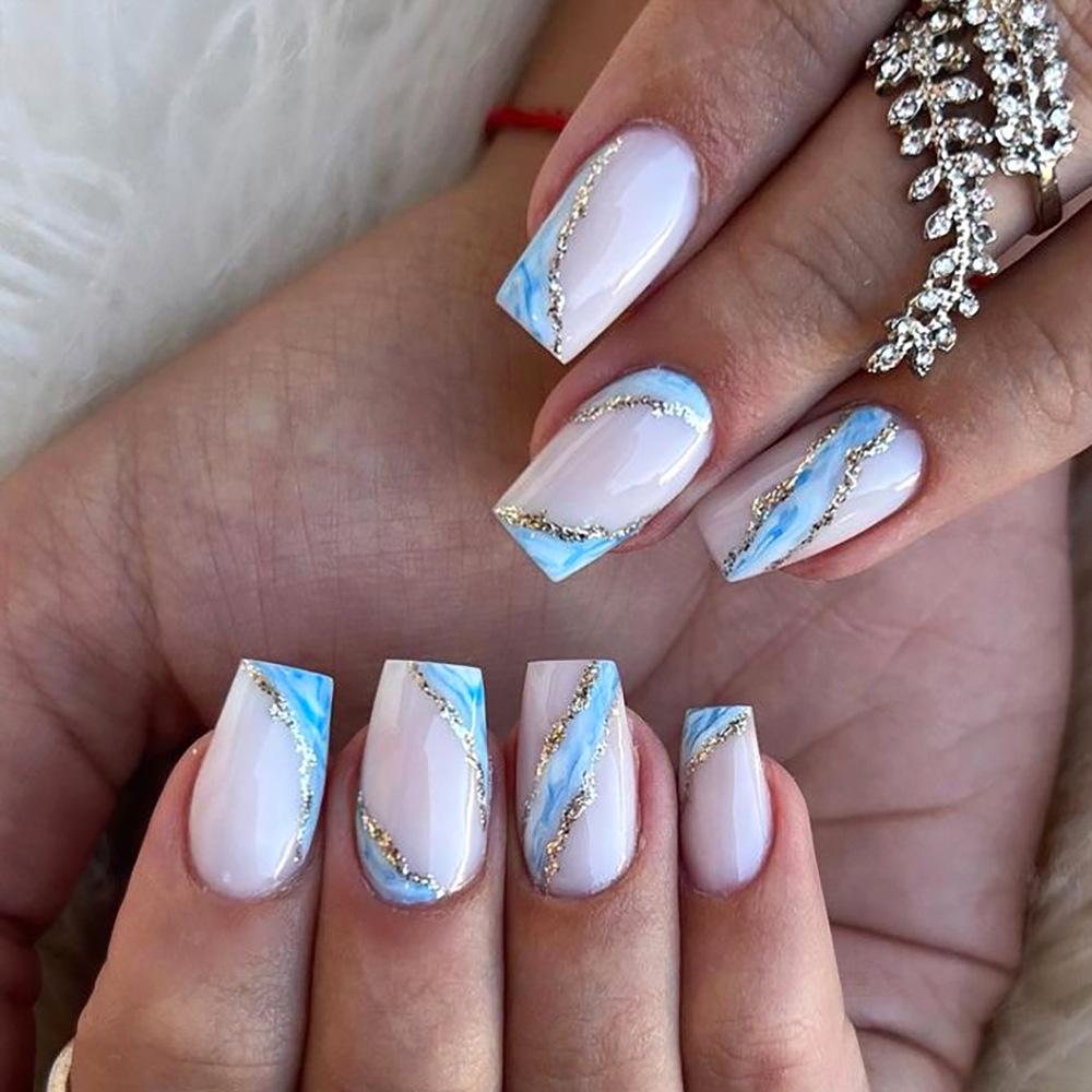

Yiwu Short White False Nail Tips & Stickers - Wearable Nail Art JP2929【Glue Edition】