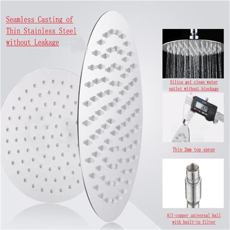 High Quality 10/8/6 Inch Stainless Steel Ultra-Thin Waterfall Shower Heads Rainfall Shower Head Rain Square Round New