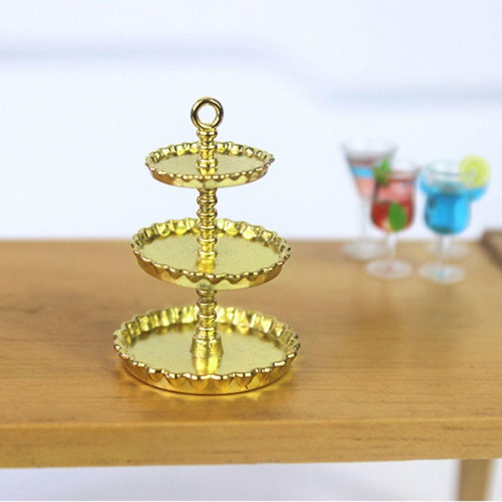 Three-layer Mini Dessert Cake Stand Non-toxic Dollhouse Model Cake Stand Miniatures  Birthday Gift