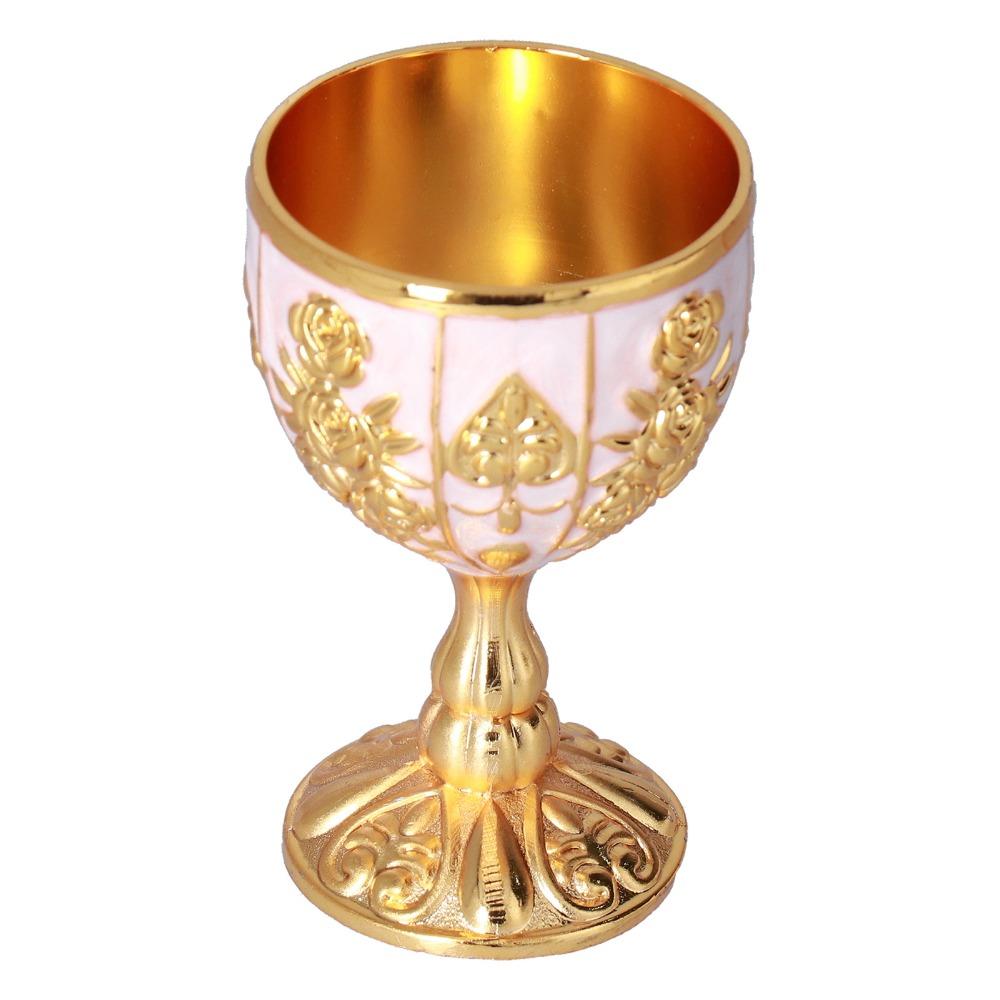 2Pcs Copper Alloy Golden Goblet Set Miniature Size European Style Goblet Ornament Table Centerpiece
