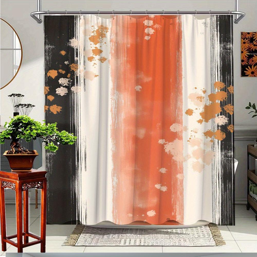 

1Pc Artistic Abstract Shower Curtain With Orange & Black Splash Pattern - Polyester Fabric Bathroom Decor, 70.8X70.8 Inches W60H190(CM)-1 Pcs