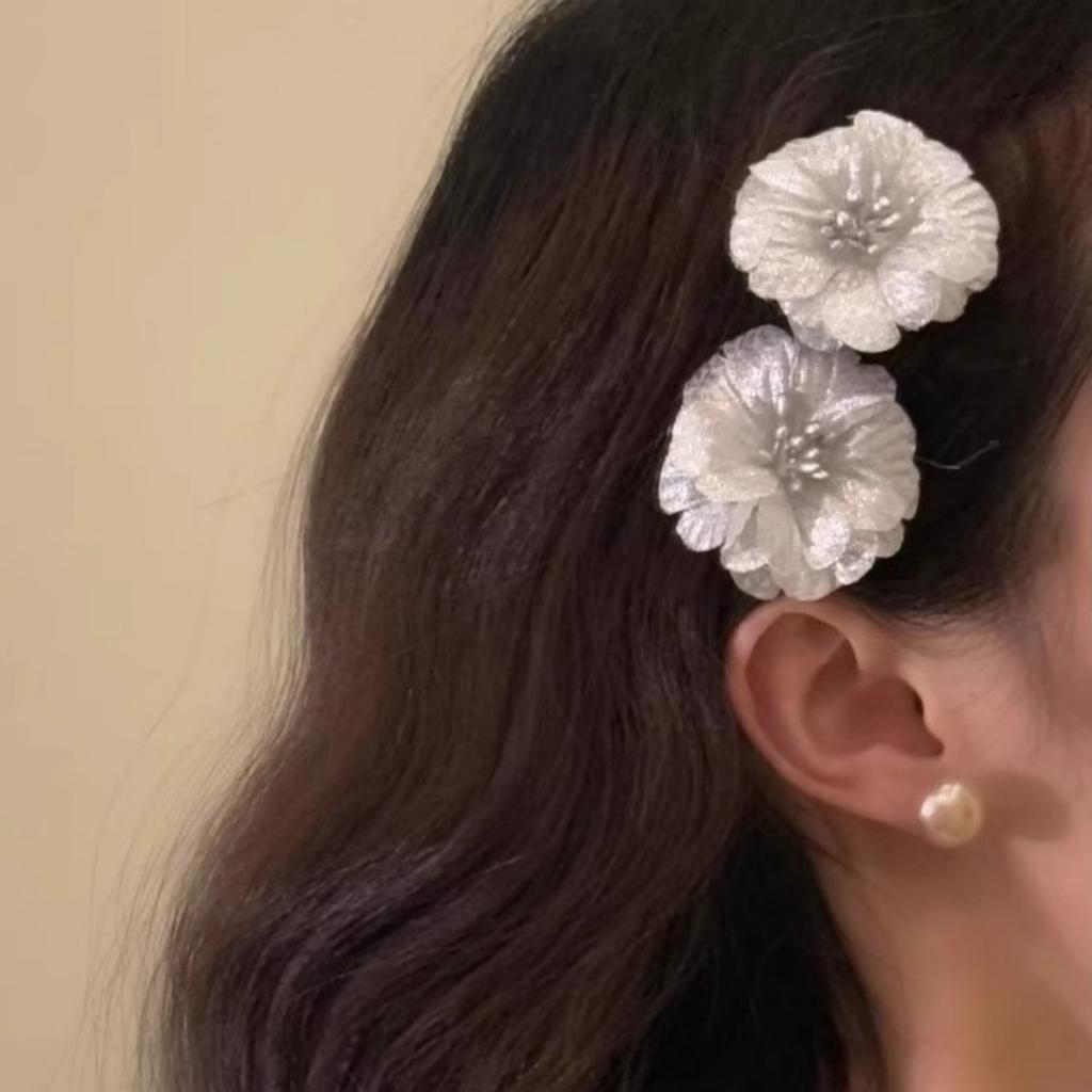 5pcs Silver, Flower, Hairpin, Headband, Side Clip, Side, Marble Head, Headpiece, Hair Clip, New, Japanese, Hair Accessories, Pre