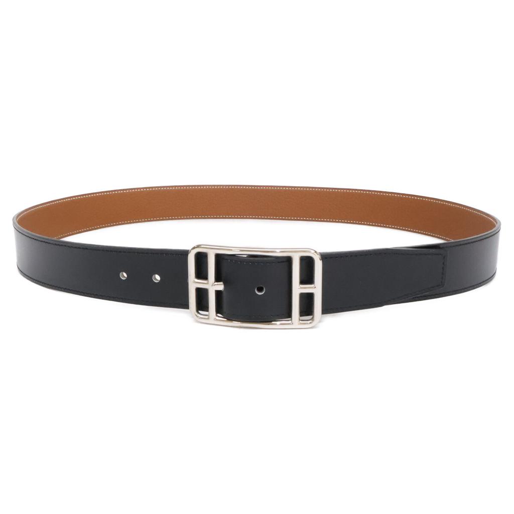 HERMES Cape Cod 32 SVHardware A-stamp Box Calf/Veau Togo Reversible belt 95 Noir / GoldUsed