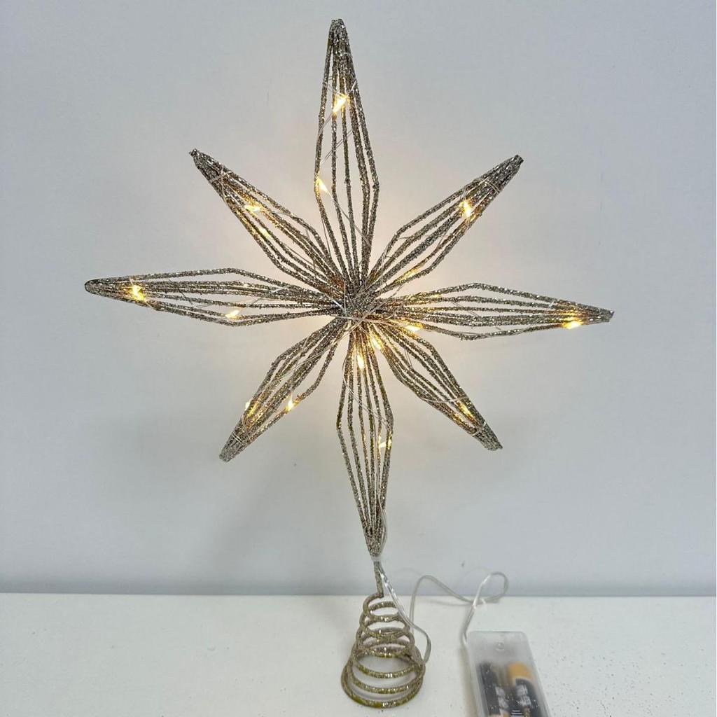 LED Wrought Iron Christmas Tree Topper Star Decoration