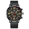 Men'S Watch Stainless Steel Mesh Strap Handsome Calendar Luminous Quartz Watch