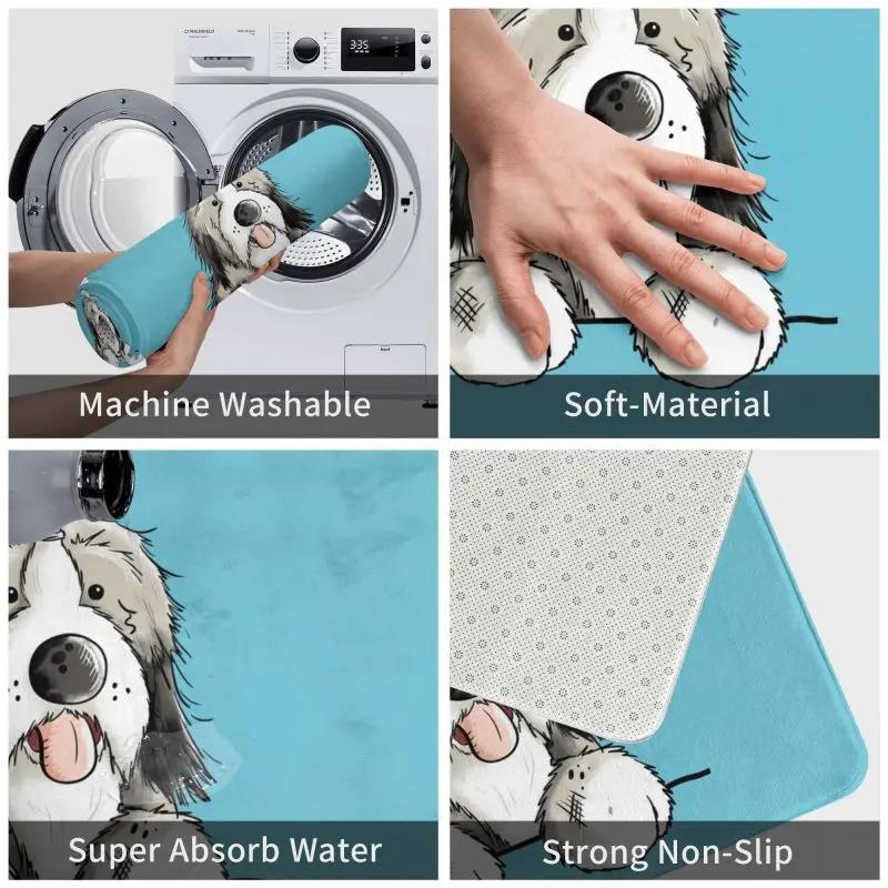 Custom Happy Bearded Collie Dog Doormat Mat Anti-Slip Pet Animal Bath Kitchen Bedroom Rug Carpet 40*60cm