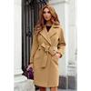 Women Long Trench Coat Autumn Winter Overcoat Casual Loose Lapel Collar Jacket Windbreaker Plus Size Solid Color Fashion Ladies Outerwear