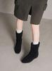 Inner height increase~ retro suede inner height increase Korean short boots women's small square head temperament autumn and winter versatile short