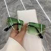 Vintage Rimless Frameless Sunglasses  Fashion Rimless Frameless Rectangle Shades Gradient Uv400 Summer Traveling Sunglasses