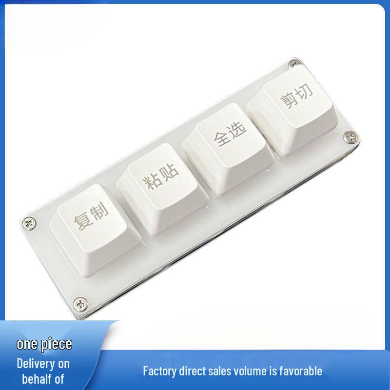 Wired Quick Mini Mechanical Keyboard - 4 Keys: Copy, Paste, Select All, Cut (Black & White)