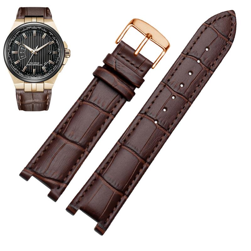 UNA Correa de Reloj de Cuero Genuino con Muesca para Calendario Perpetuo de Hombre CB0164-17E Correa de Piel de Vacuno CB0160-18A Correa de Pulsera Negra MarrónMN