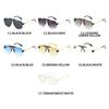Classic y2k Half Frame Pilot Sunglasses Vintage Oversized Punk Metal Luxury Brand Designer UV Protection
