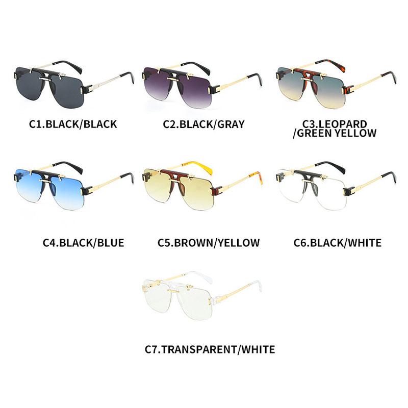 Classic y2k Half Frame Pilot Sunglasses Vintage Oversized Punk Metal Luxury Brand Designer UV Protection