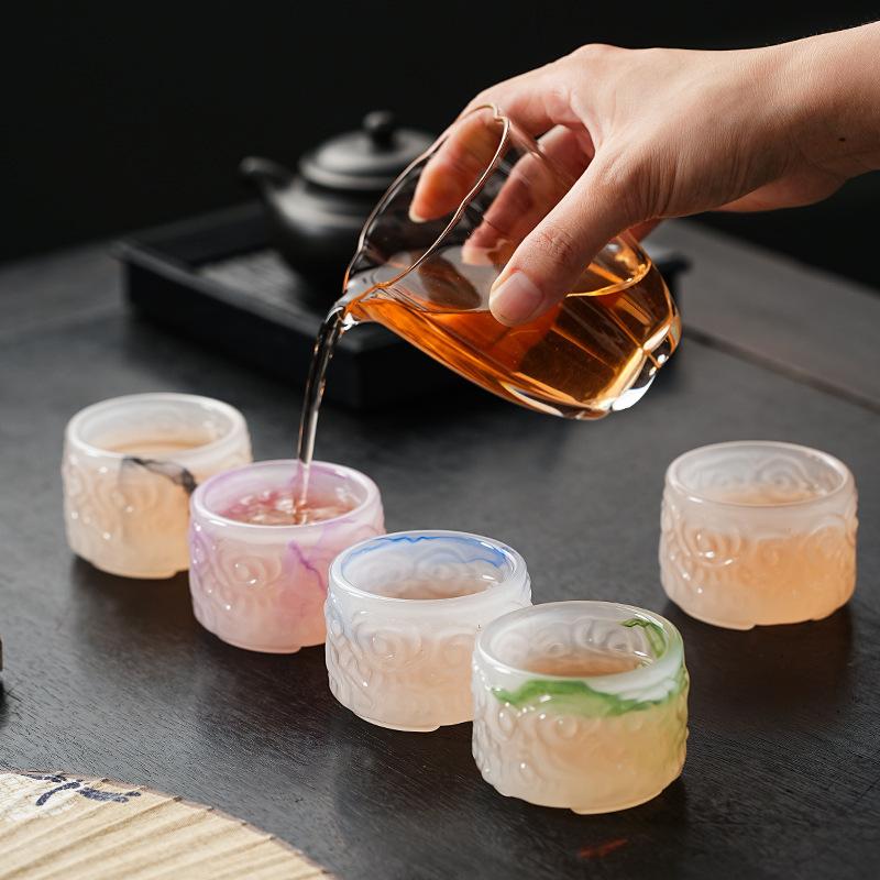 4-piece Set Glazed Jade Porcelain Master Cup Home Office Teacup Tea Cup Personal Cup Gift Box Gift Companion Gift