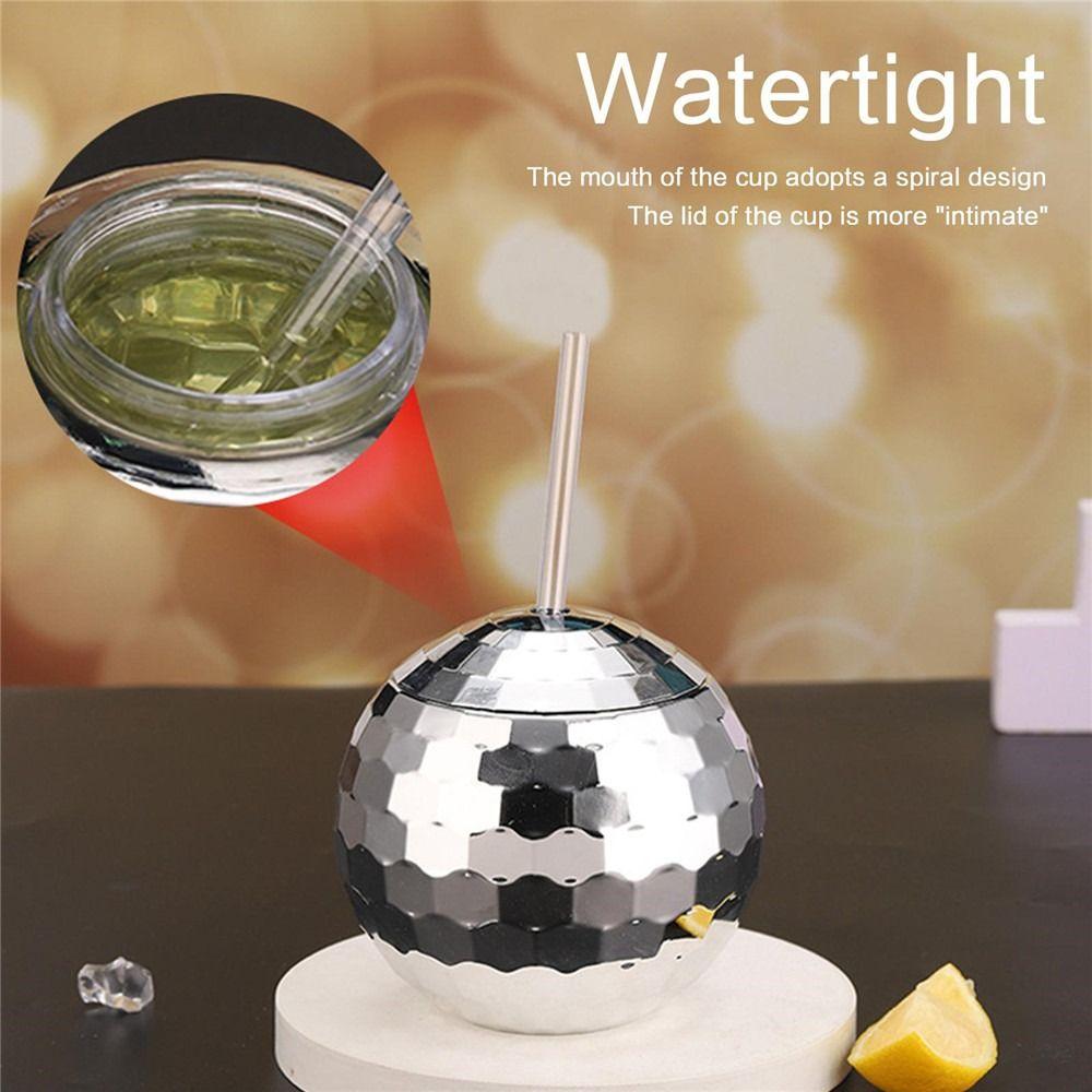 600ml Disco Ball Cups With Straw Flash Cocktail Cup Wine Whiskey Juice Straw Cup Flashlight Drinkware for Nightclub Bar