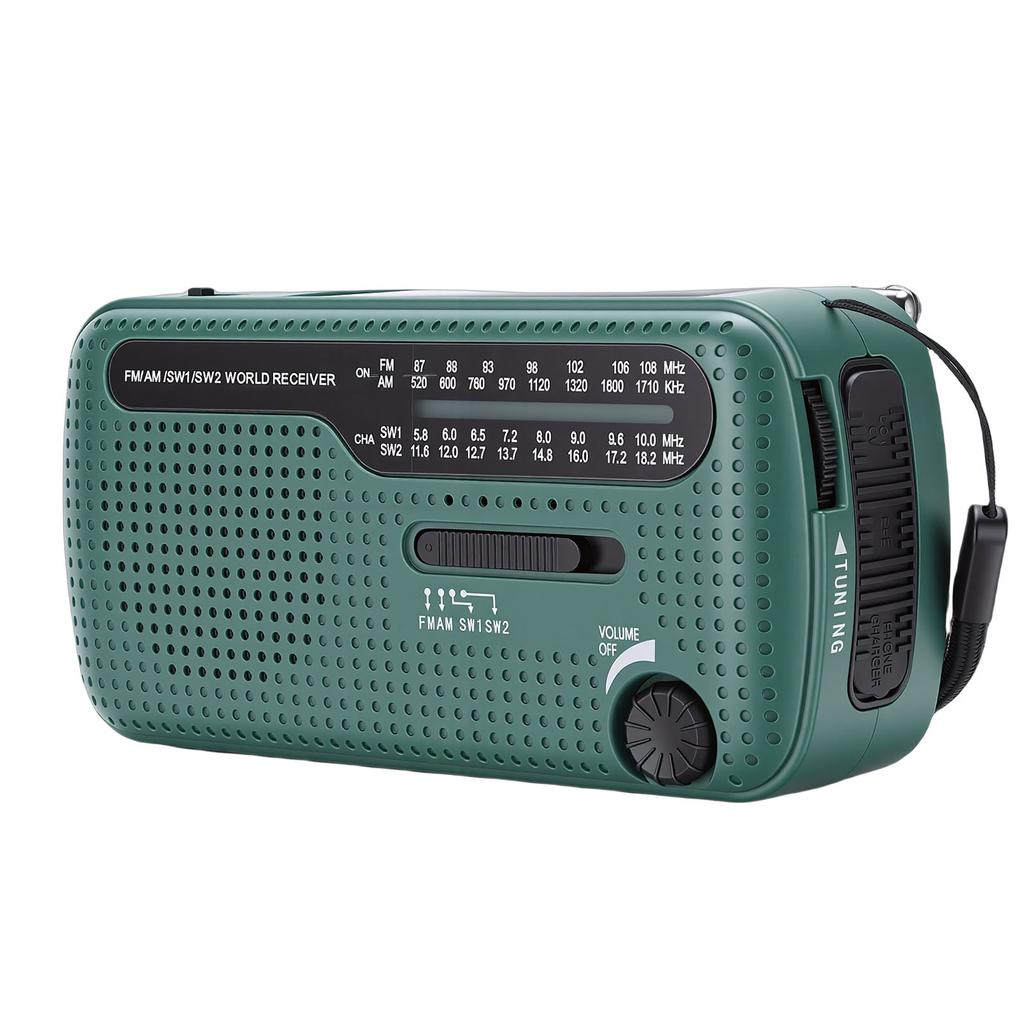 Portable Solar Radio NOAA Weather Hand Crank AM FM Shortwave Emergency Radio with LED Flashlight