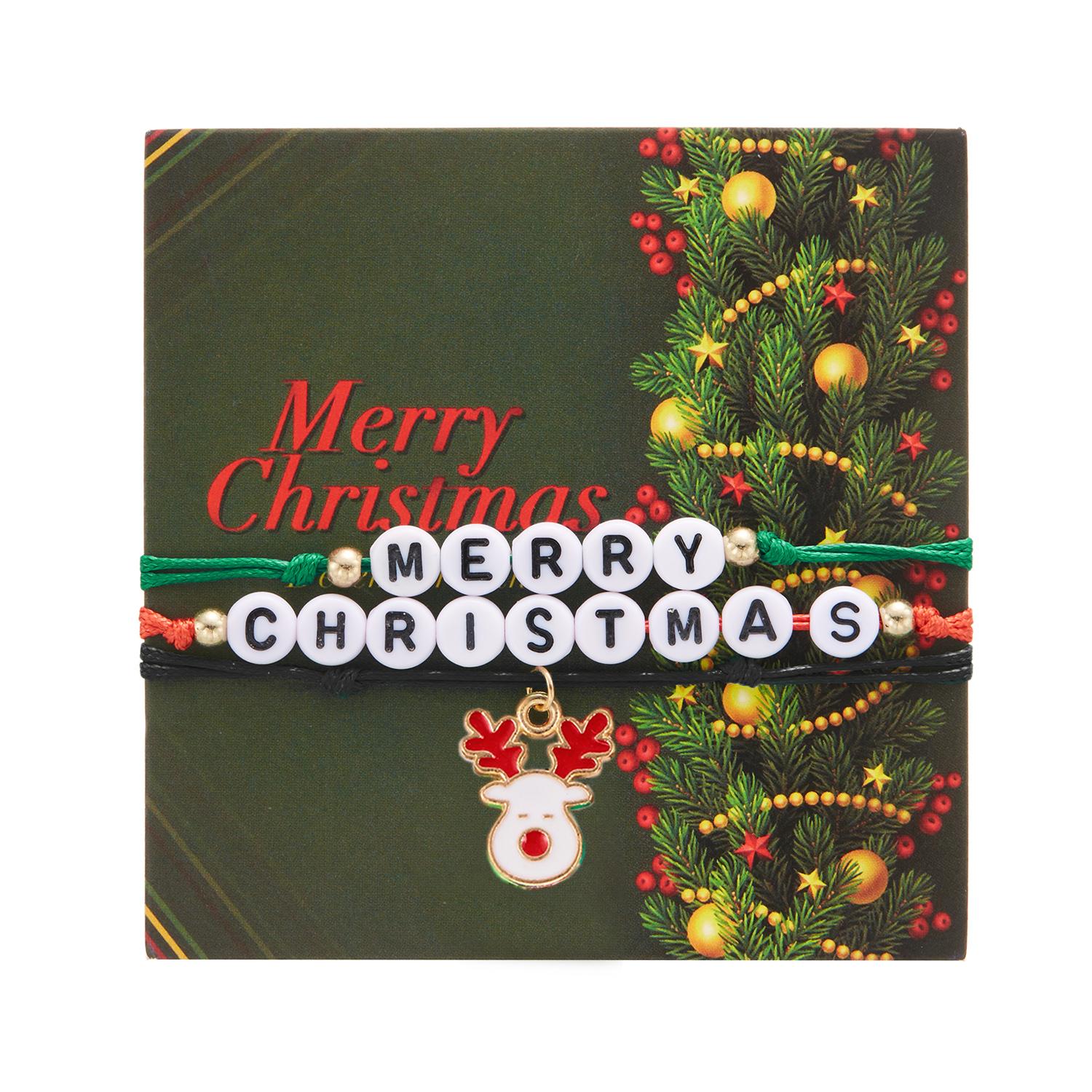 

3Pcs/Set Santa Snowman Elk Pendant Alphabet Paper Card Bracelet Men s And Women s New Year Party Elegant Charm Jewelry Gifts