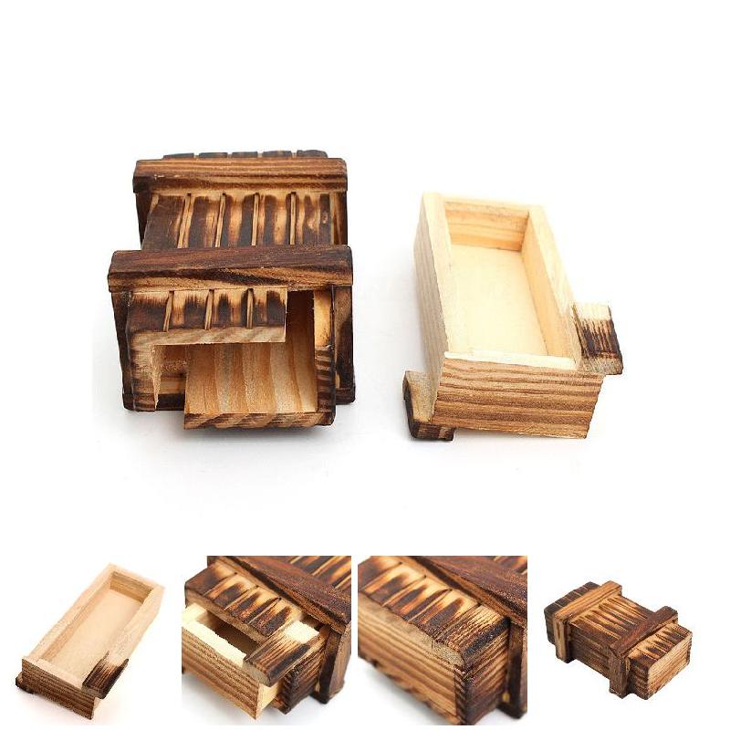Wooden Puzzle Box Vintage Mechanism Case Children Toys With Secret Drawer Trick Magic Compartment Brain Teaser Projects Toys