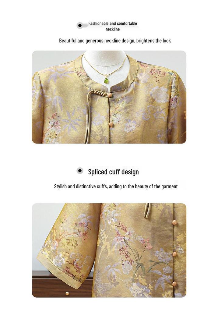 Mom's 2026 Summer Stylish Chinese Short-Sleeved Shirt for Middle-Aged & Elderly Women