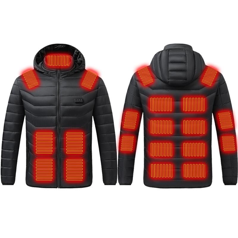 Męskie kurtki ogrzewane Outdoor Coat USB Electric Battery Długie rękawy Ogrzewanie Kaptur Kurtki Ciepła Zimowa Termiczna Odzież