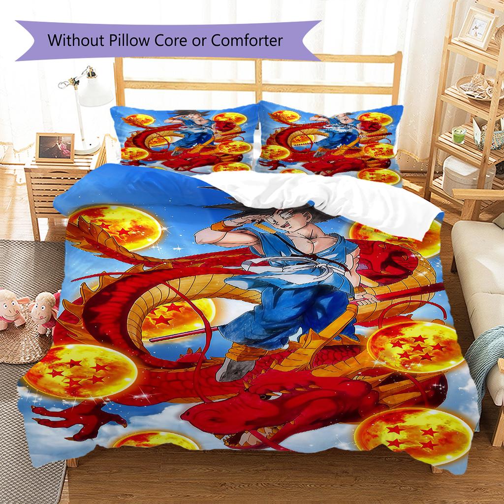 Biancheria da letto con motivo Son Goku, Set piumone Copripiumone Federa Regalo di compleanno per la casa (1 * copripiumino + 2 * federa, senza nucleo)