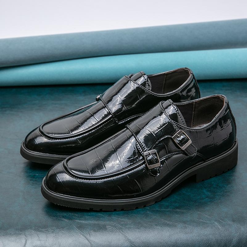 New Classic Business Mens Dress Monks Patent Leather Fashion Elegant Formal Wedding Designer Office Oxford Shoes for Men Loafers