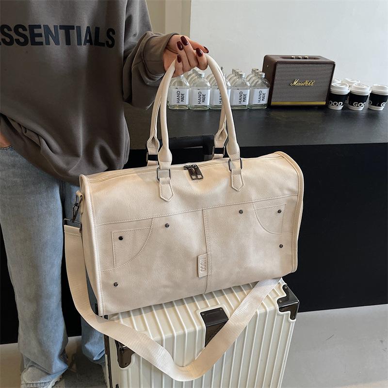 Fashion Rivet Business PU Travel Luggage Storage Bag Large Capacity Waterproof Shoulder Outdoor Sports Fitness Bag